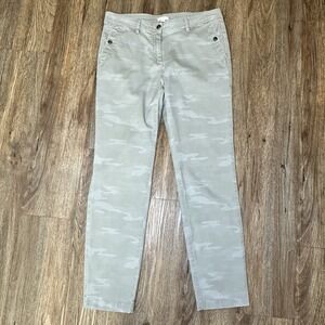 J. Jill Pants Stretch Camouflage Cotton Tencel Sz 10 (35x30) Light Camo Tapered